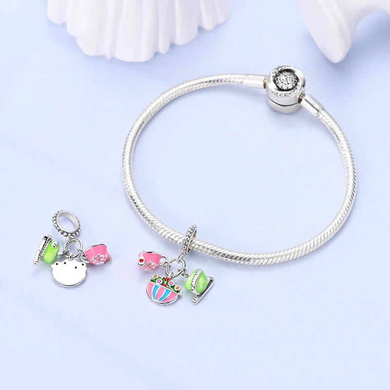 Salad & Tea with Green Apple Triple Dangle Charm