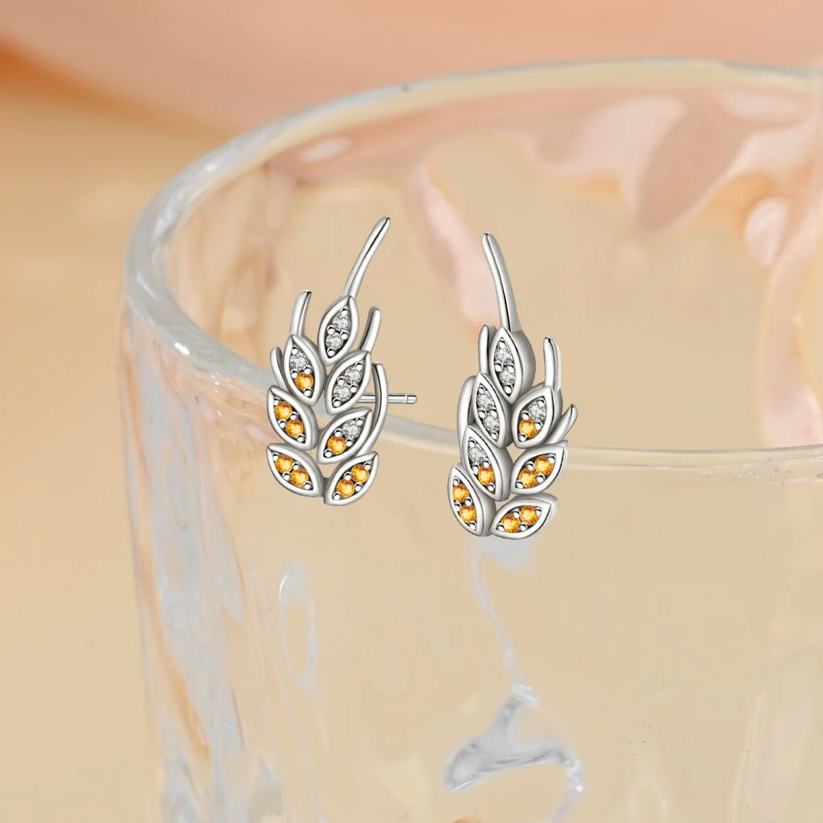 Golden Harvest Wheat Cluster Earrings