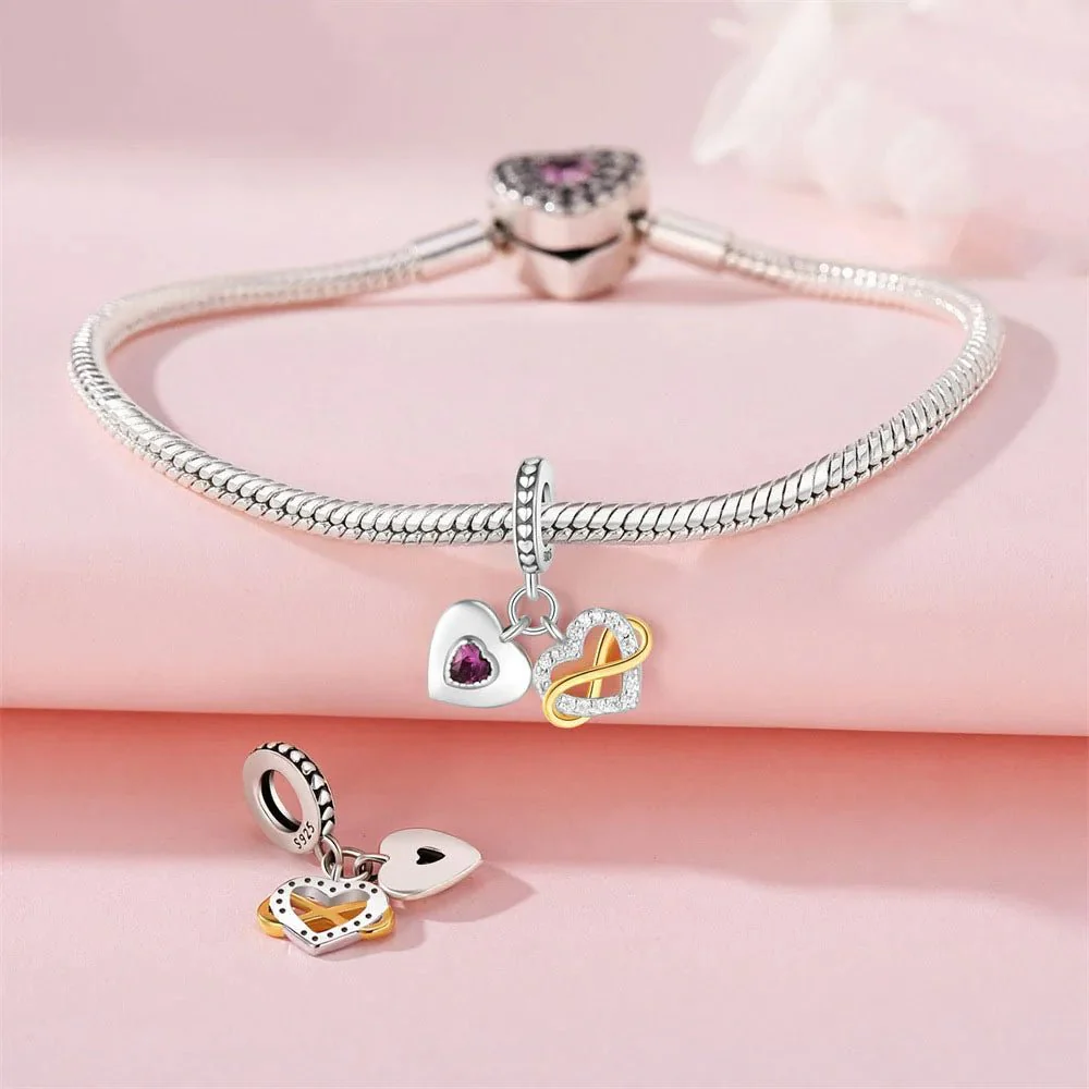 Sparkling Infinity Heart Dangle Charm