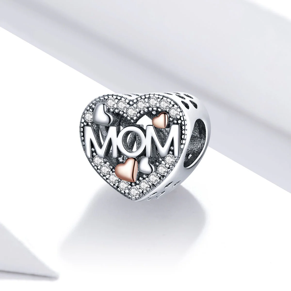 Two-tone Openwork Mom & Heart Charm