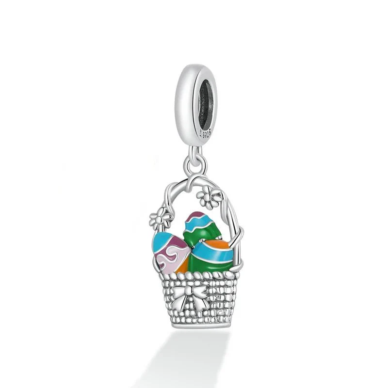 Easter Basket with Colorful Eggs Dangle Charm