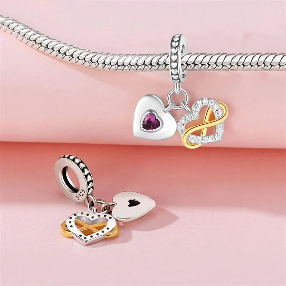 Sparkling Infinity Heart Dangle Charm
