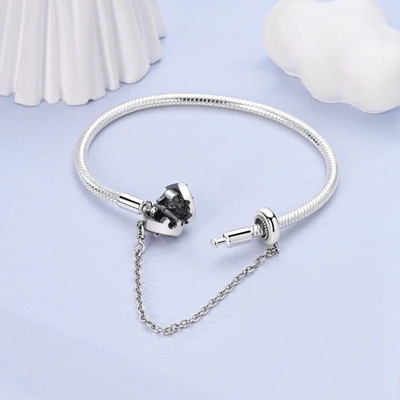 Rainbow Heart Bracelet with Safety Chain