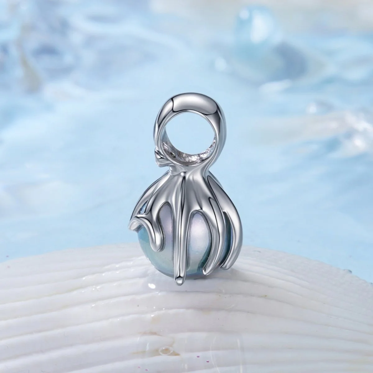 Elegant Octopus & Pearl Charm