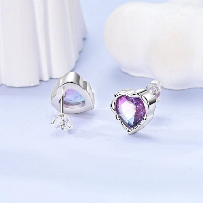 Radiant Heart Crystal Stud Earrings