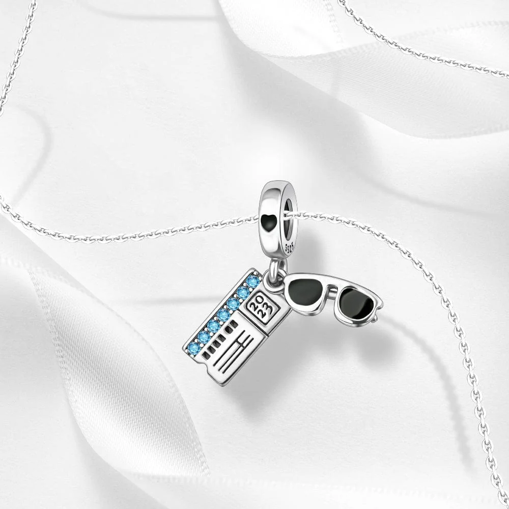 Sunglasses & Boarding Pass Charm – Vacation Travel Theme