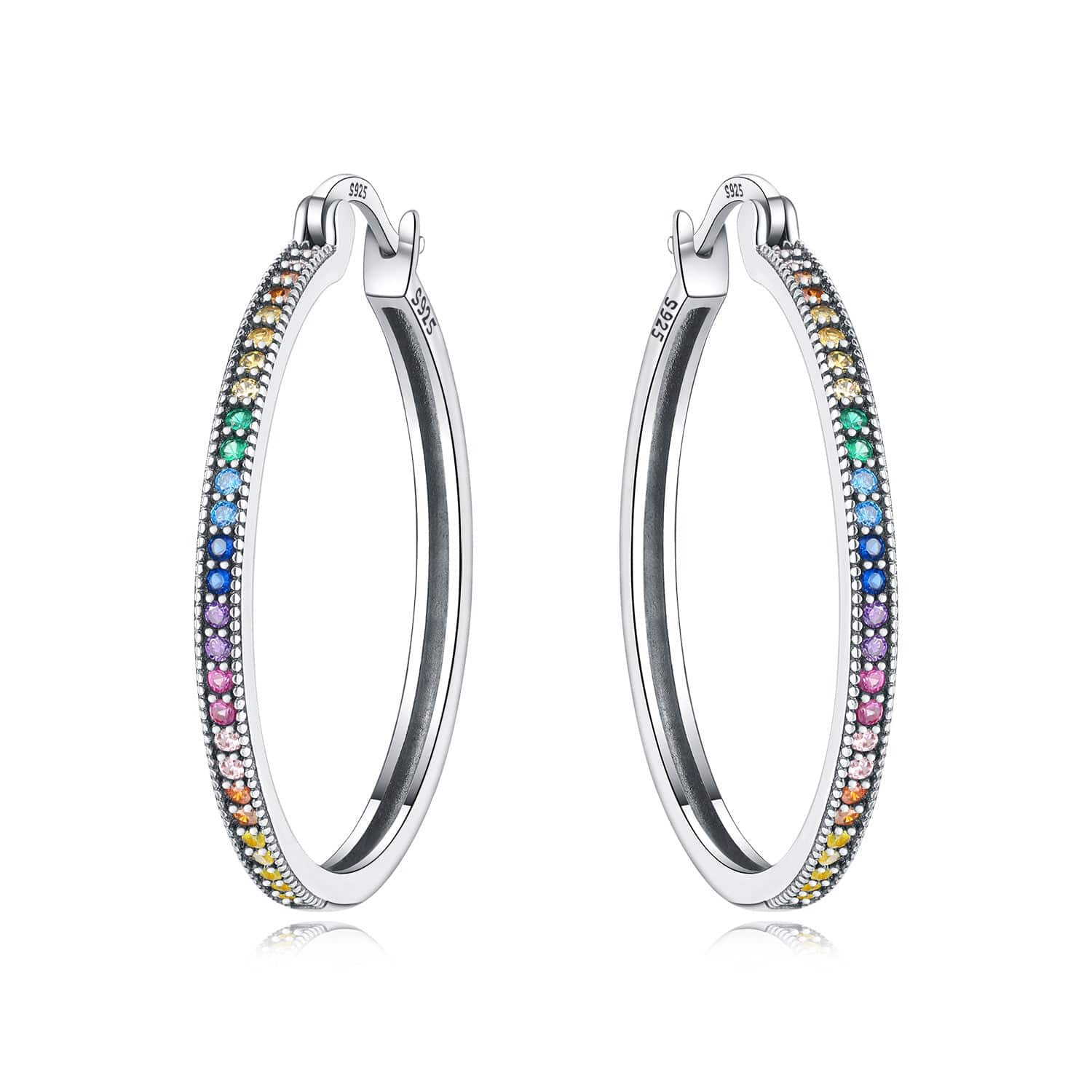 Rainbow Gemstone Hoop Earrings