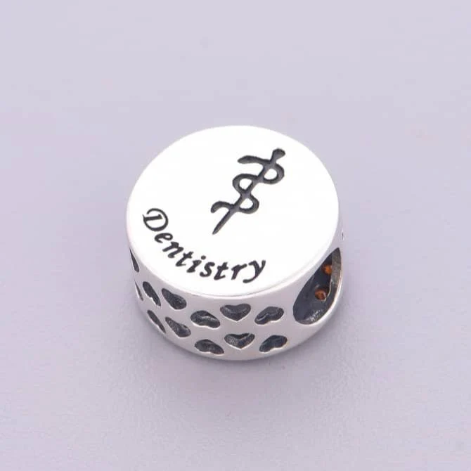 Dentistry Symbol with Red Crystal Charm