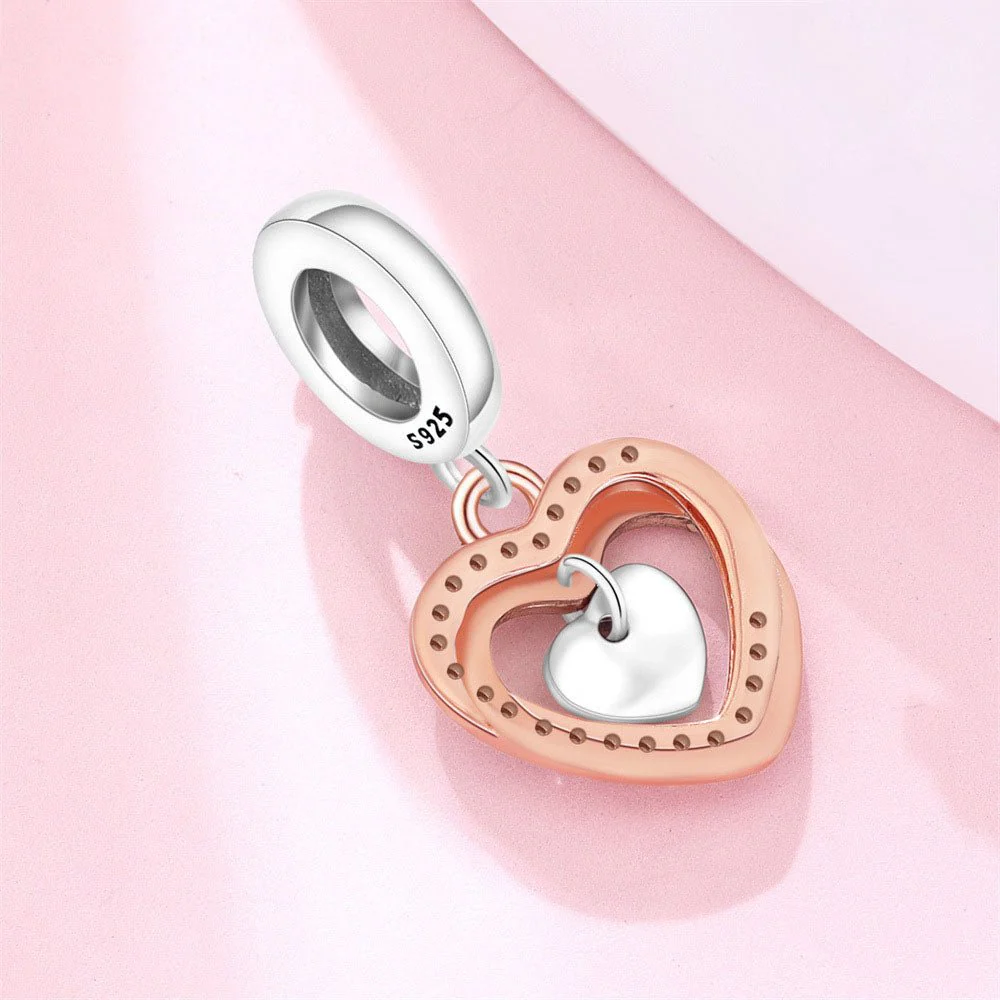 Sparkling Double Heart Dangle Charm