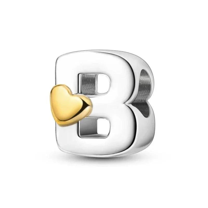 Gold Heart Letter A~Z Alphabet Charm