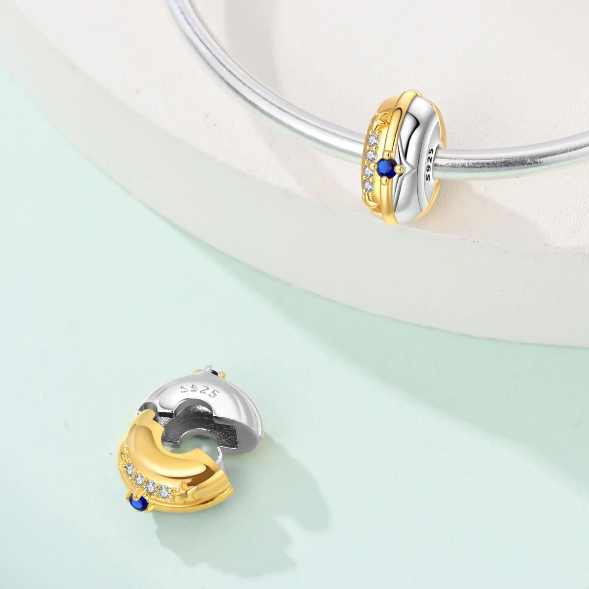 Golden Star & Sapphire Accent Clip Charm