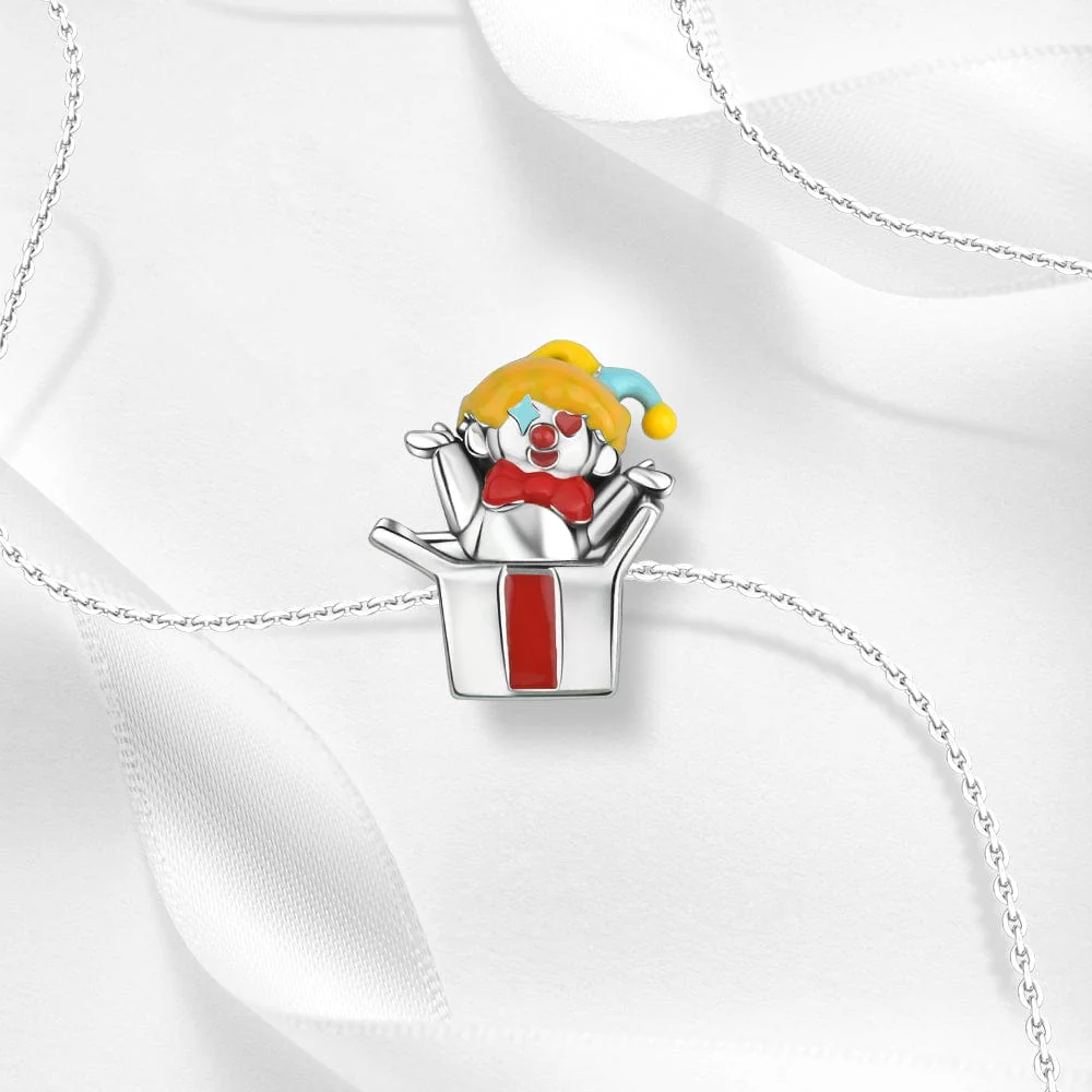 Whimsical Jack-in-the-Box Charm with Colorful Accents