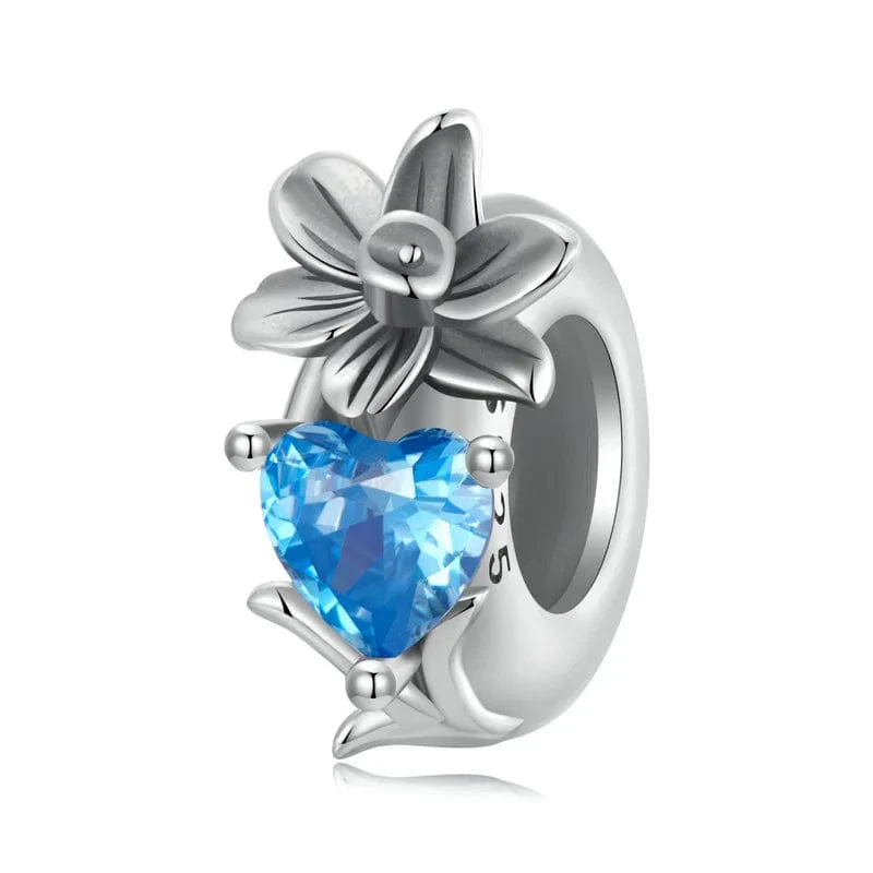 Floral Heart Birthstone Charms