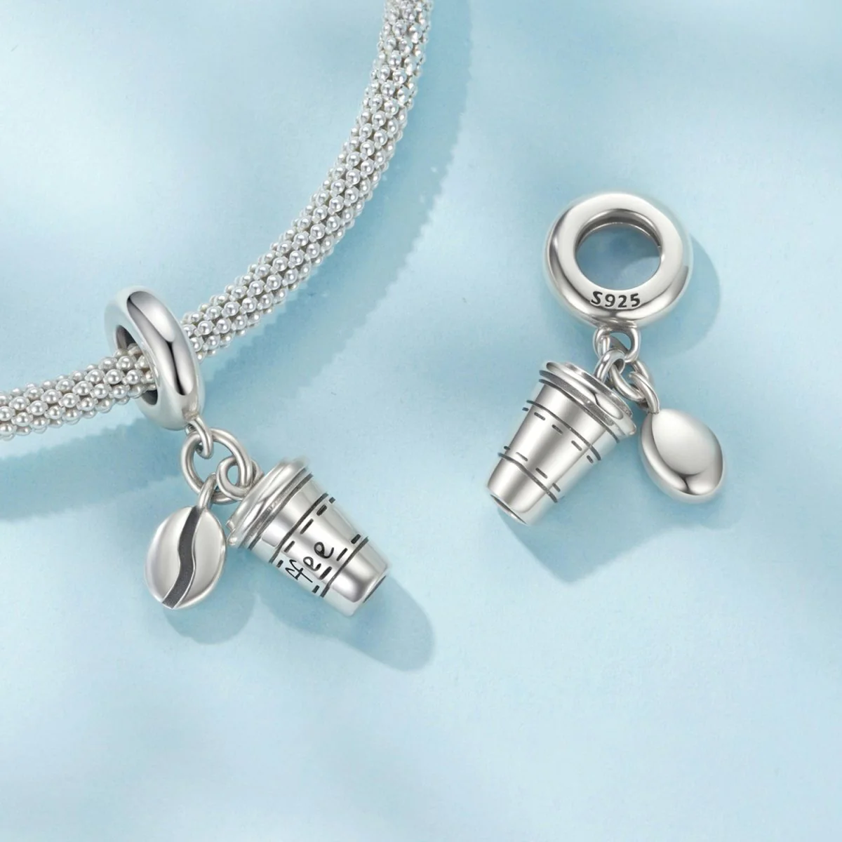 Coffee Cup & Bean Dangle Charm