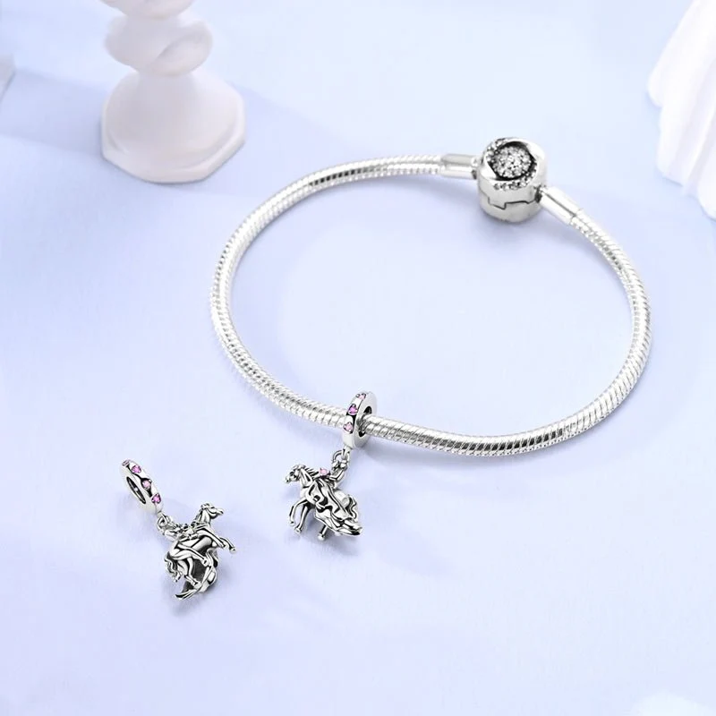 Romantic Horse & Rider Dangle Charm