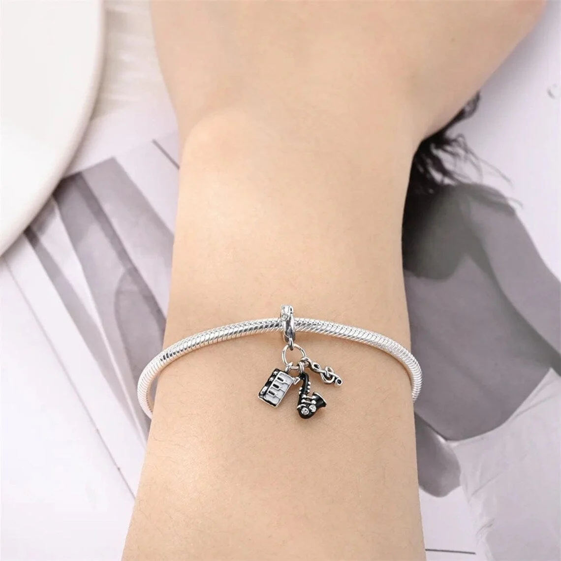 Keyboard, Saxophone & Music Note Charm