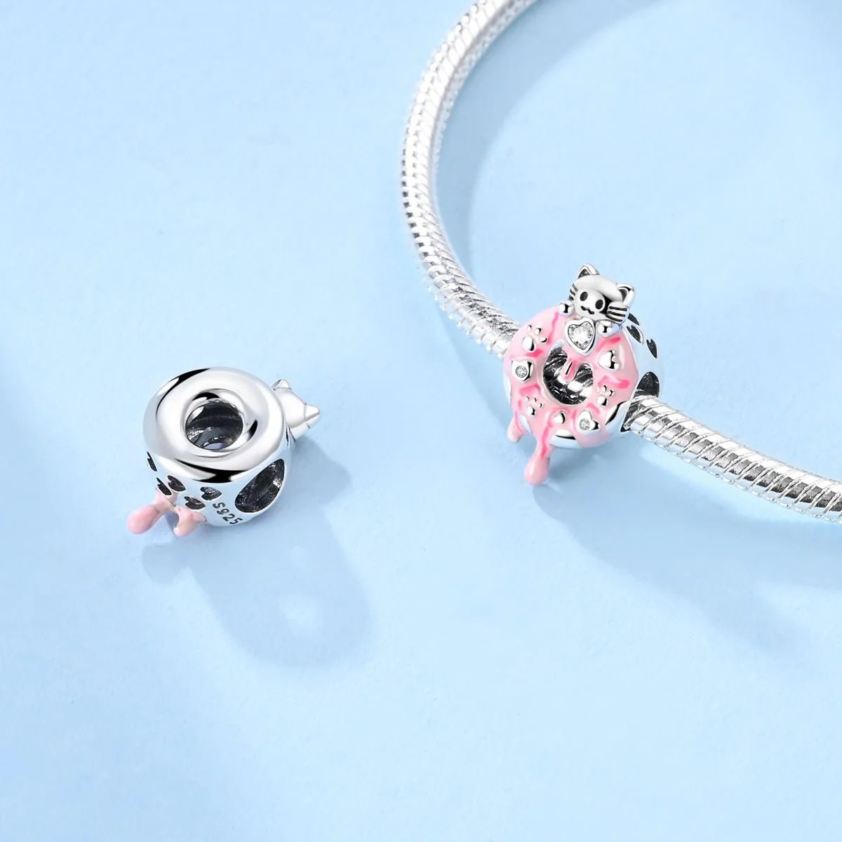 Pink Donut Cat Charm