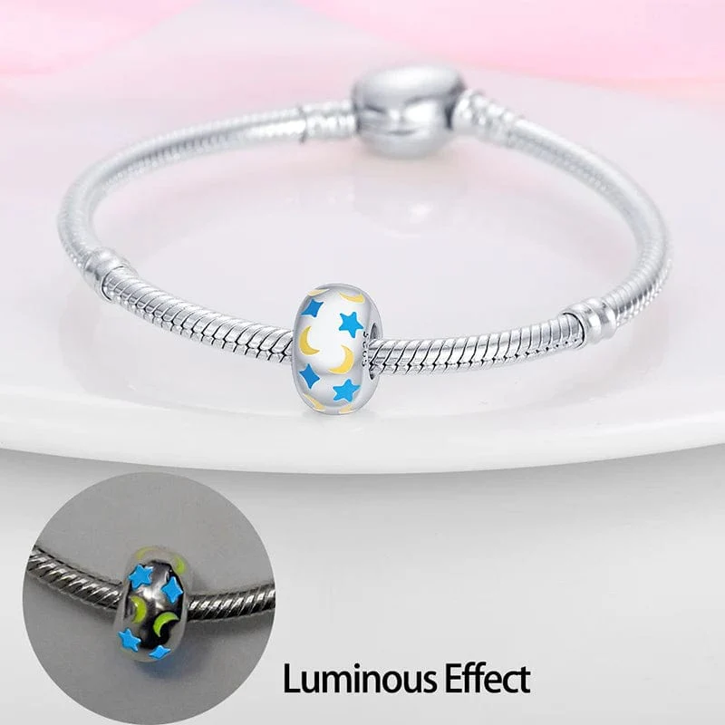 Glow in the Dark Luminous Stars & Moon Round Charm