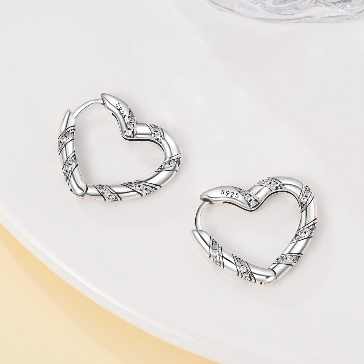 Glittering Striped Hoop Earrings