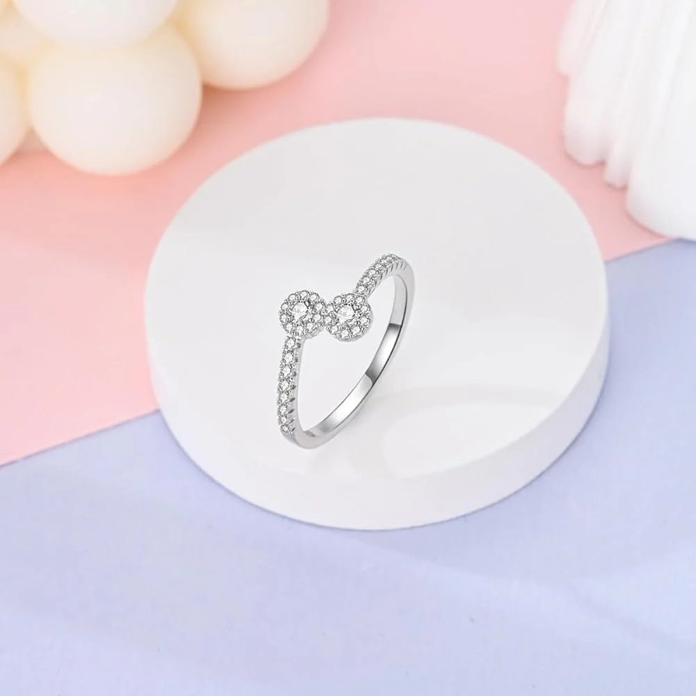 Double Cluster Crystal Band Ring