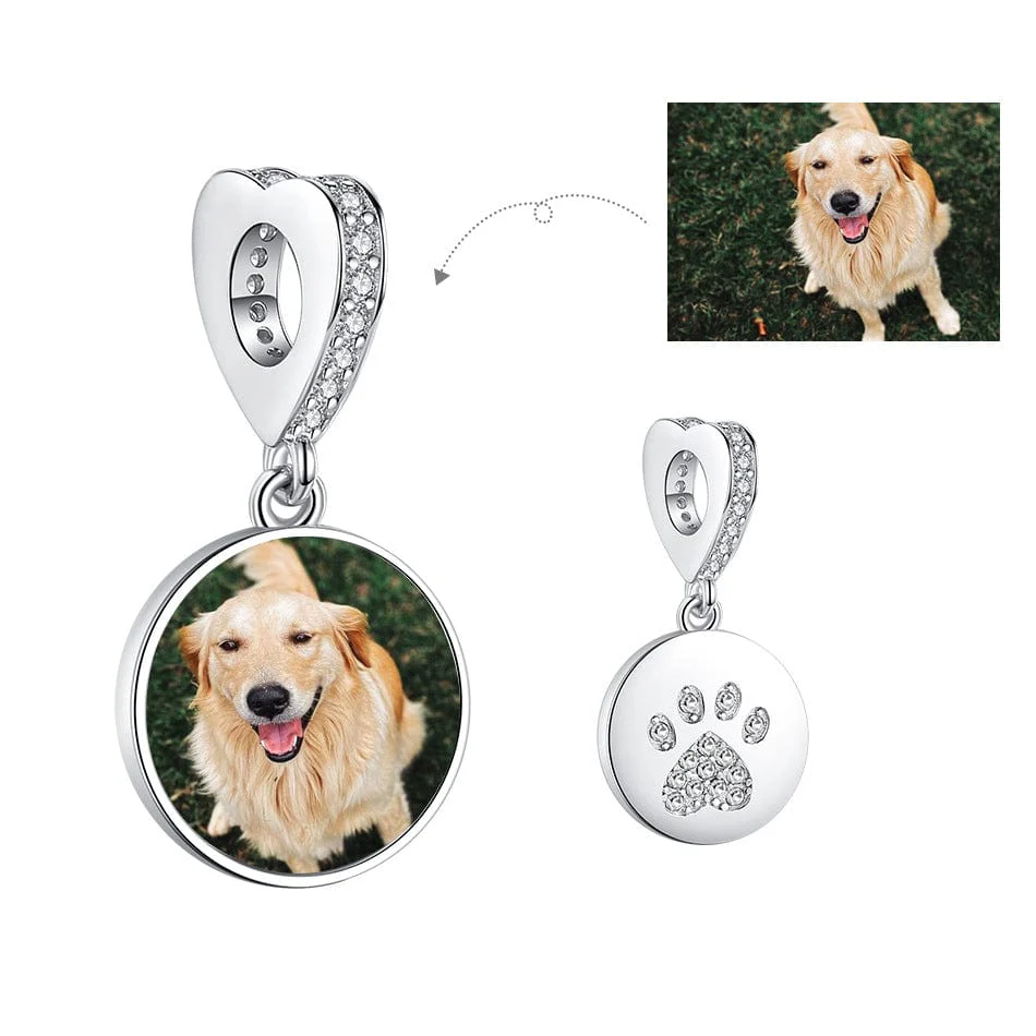 Personalized Pet & Paw Print Photo Charm