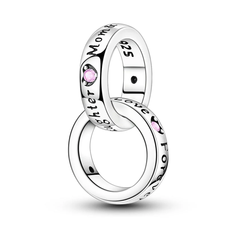 Mom & Daughter Forever Love Interlocking Rings Charm