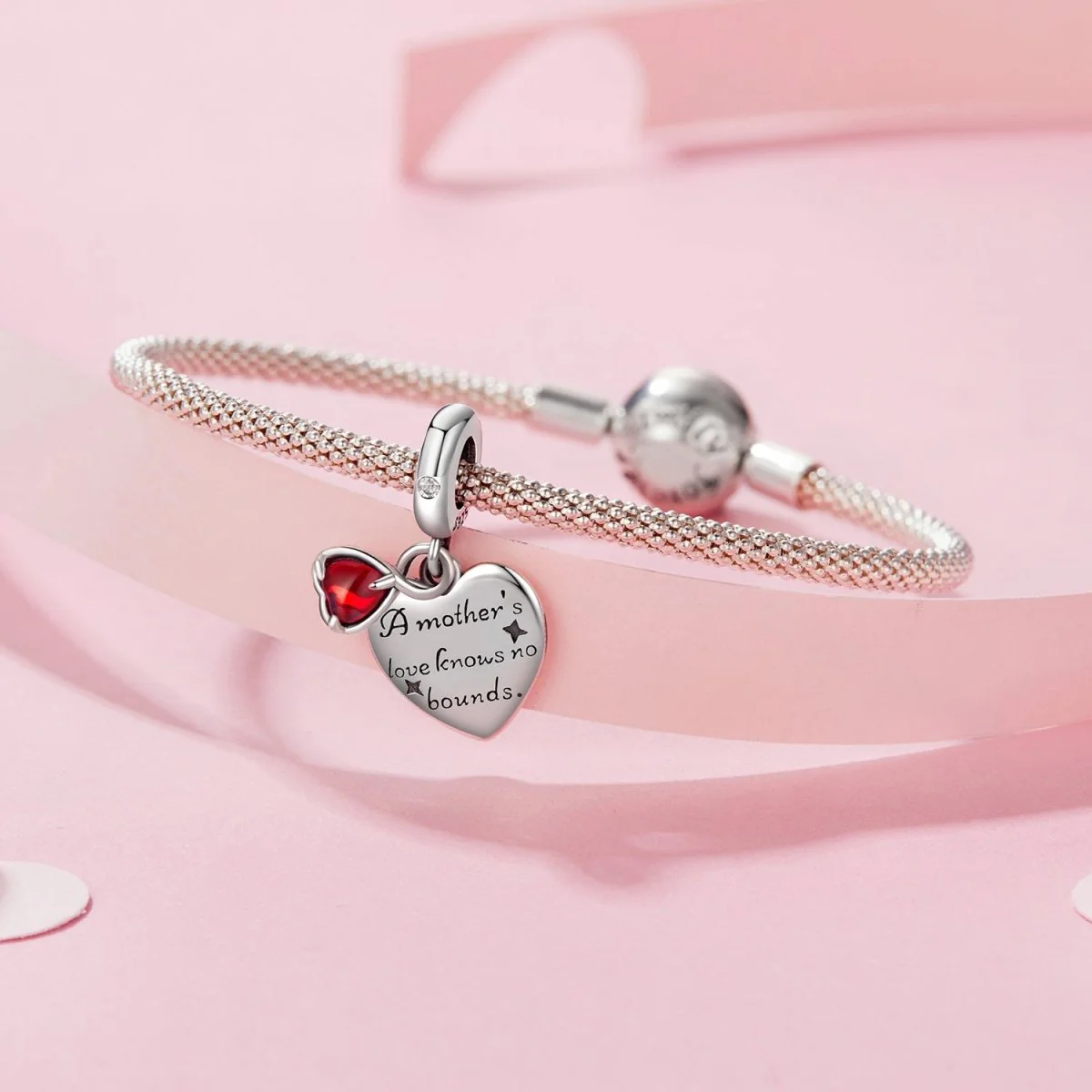 A Mother's Love Knows No Bounds Heart Dangle Charm