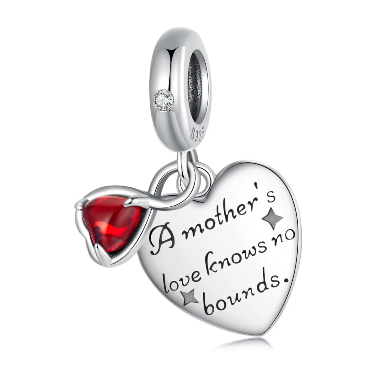 A Mother's Love Knows No Bounds Heart Dangle Charm