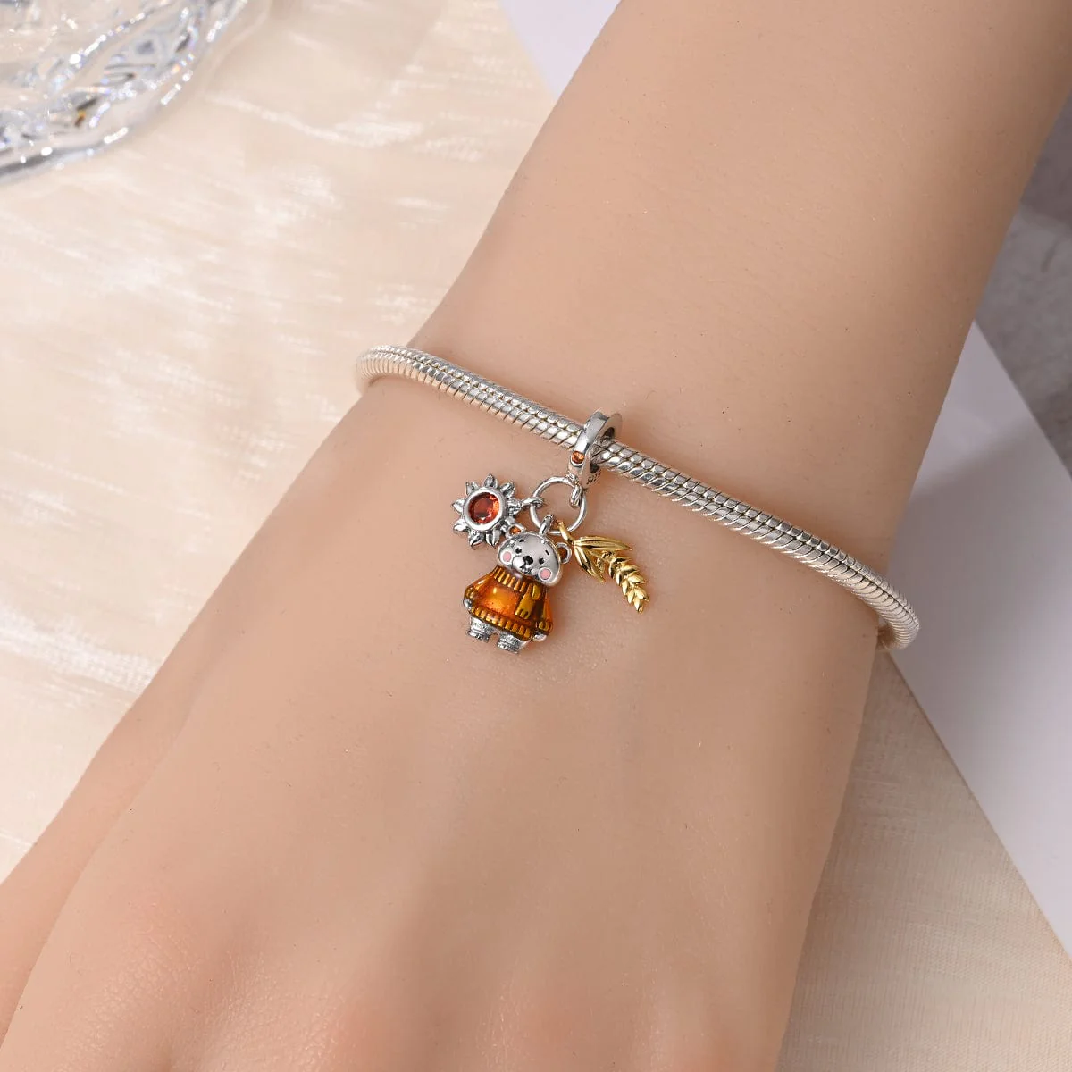 Autumn Bear in Amber Sun Sweater Charm
