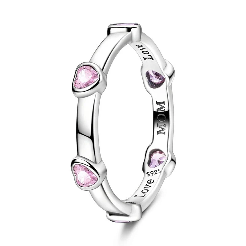 Mom’s Love Heart Gemstone Band Ring