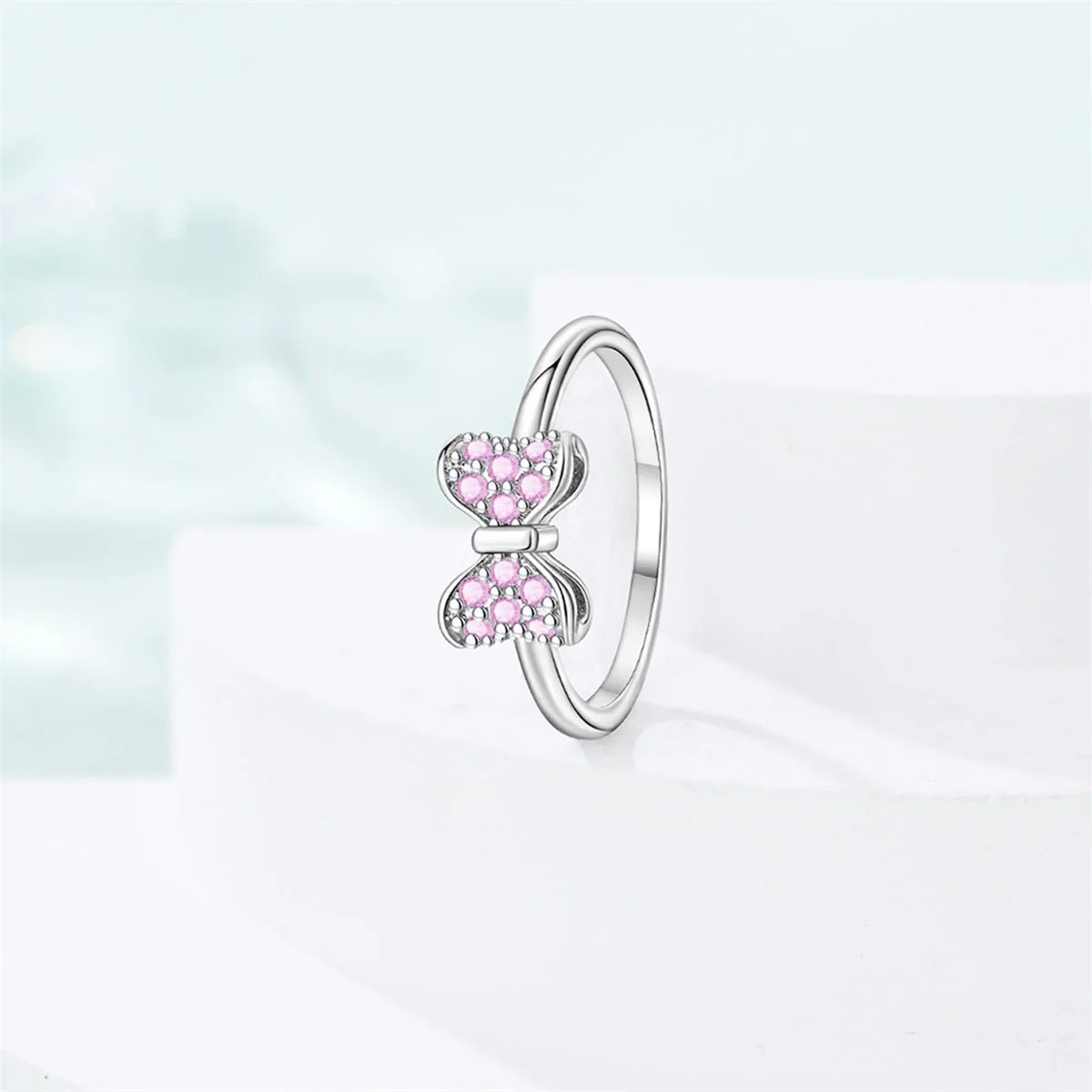 Pink Bow Sparkle Ring