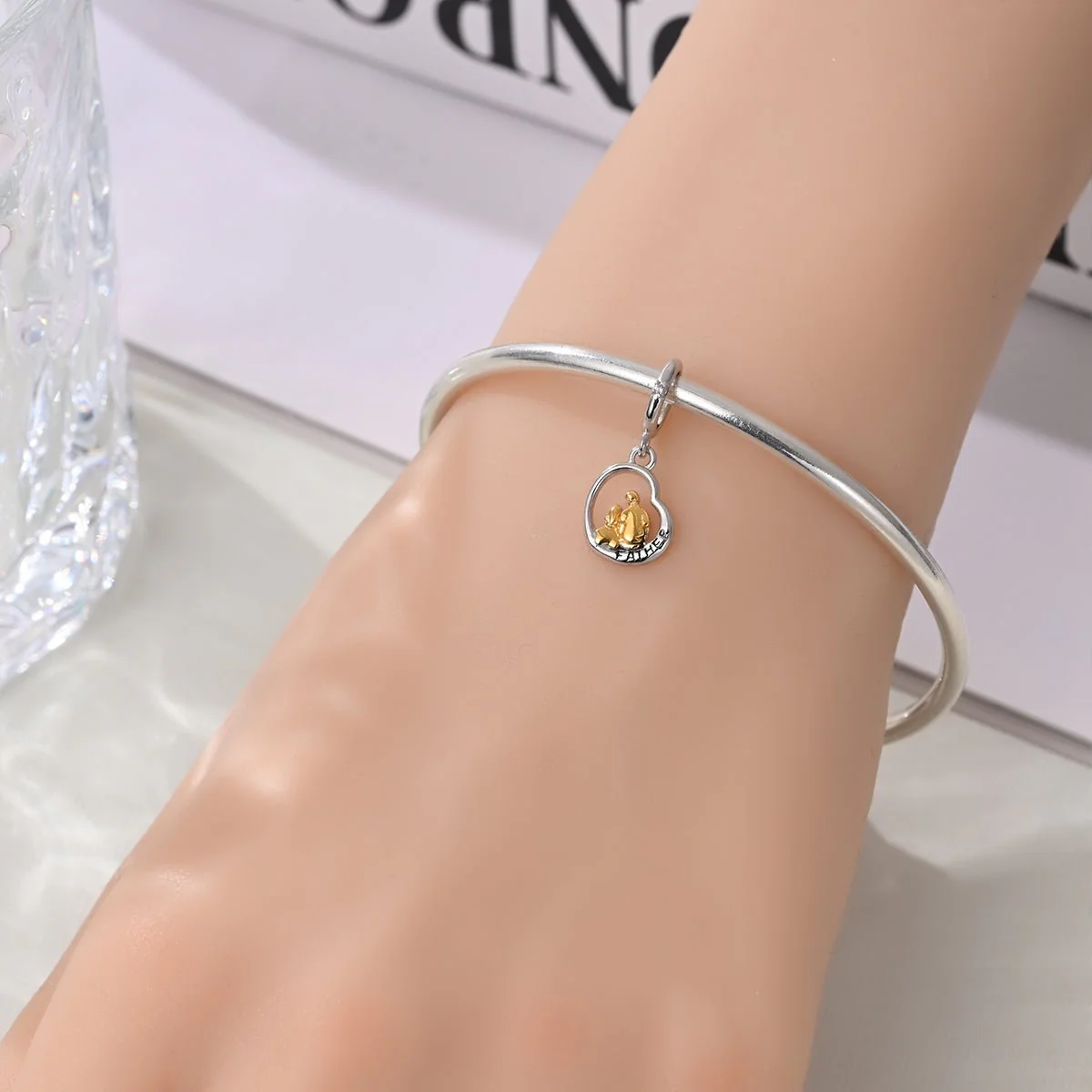 Father & Daughter Heart Dangle Charm