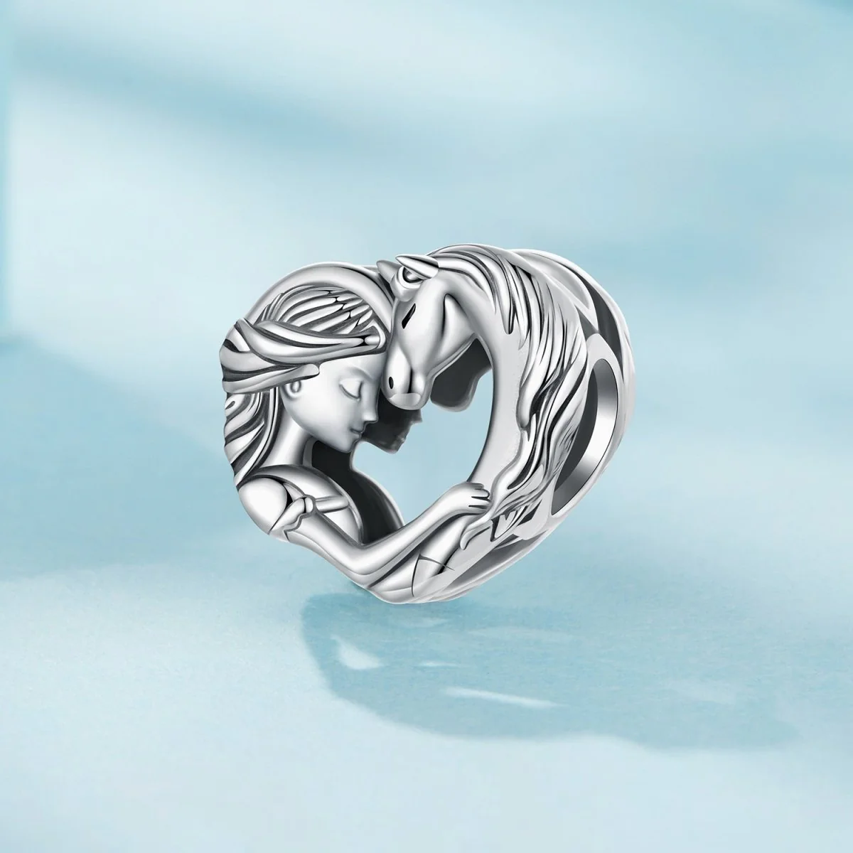 Girl & Horse Heart-Shaped Charm