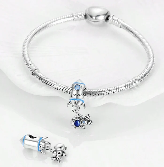 Cosmic Rocket & Astronaut Travel Charm
