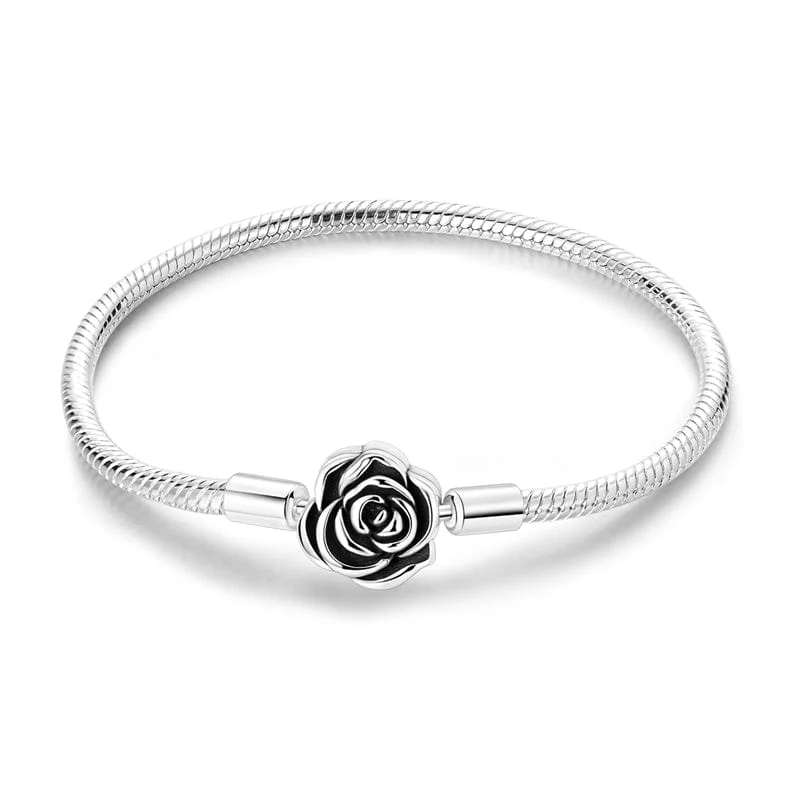 Rose in Bloom Clasp Snake Chain Bracelet