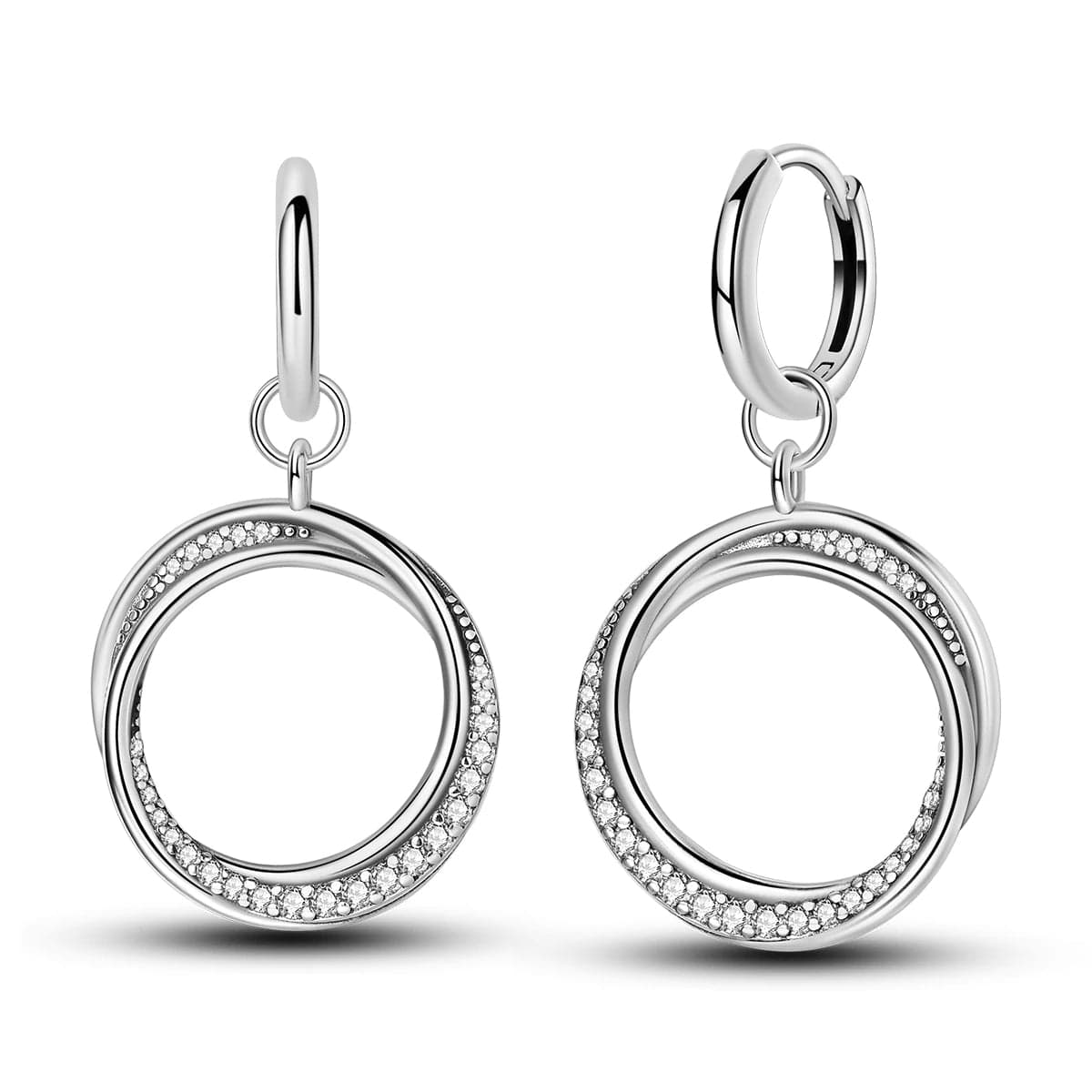 Infinity Circle Drop Earrings with Cubic Zirconia Accents