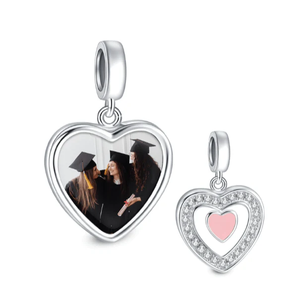 Personalized Double Heart Photo Charm