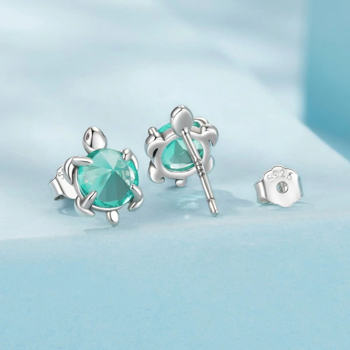 Aqua Sea Turtle Stud Earrings