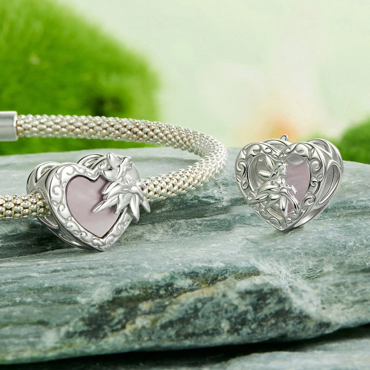 Elegant Floral Heart Charm