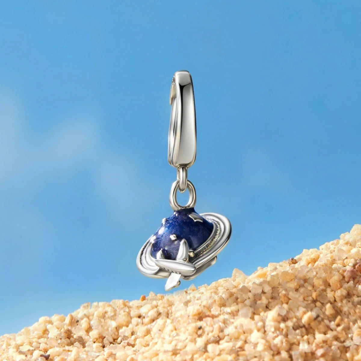 Planet & Airplane Dangle Charm