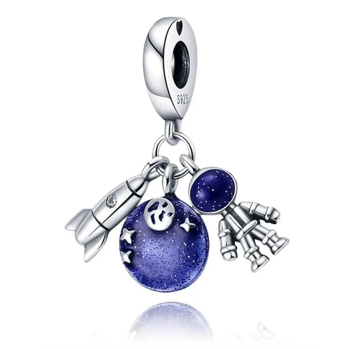 Galactic Rocket, Planet, and Astronaut Charm