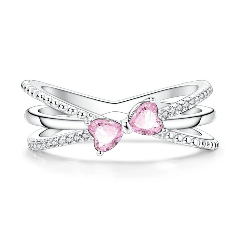 Sparkling Pink Bow Ring