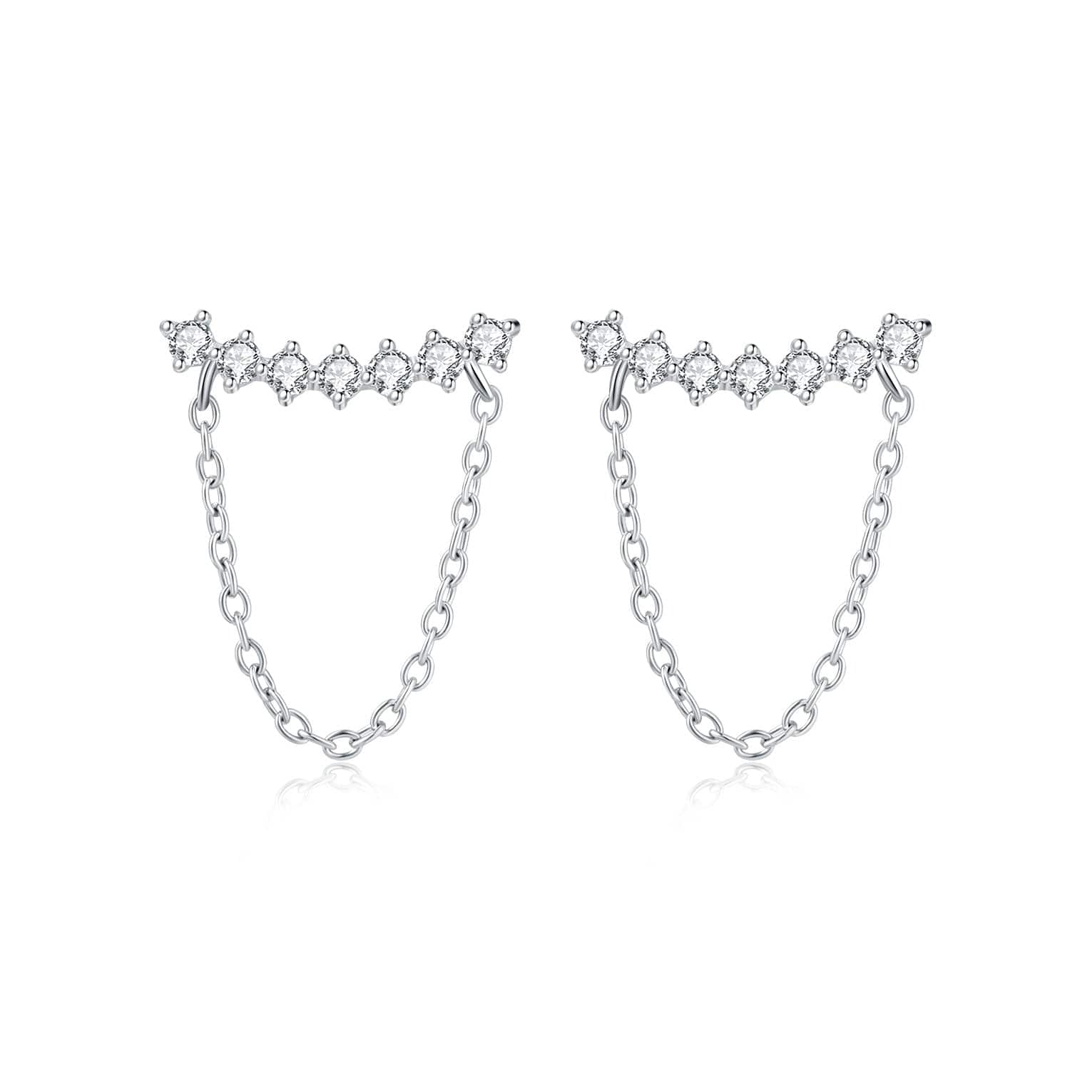 Diamond Chain Stud Earrings
