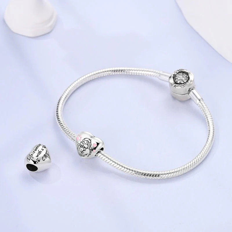 Cat Lover's Heart Charm