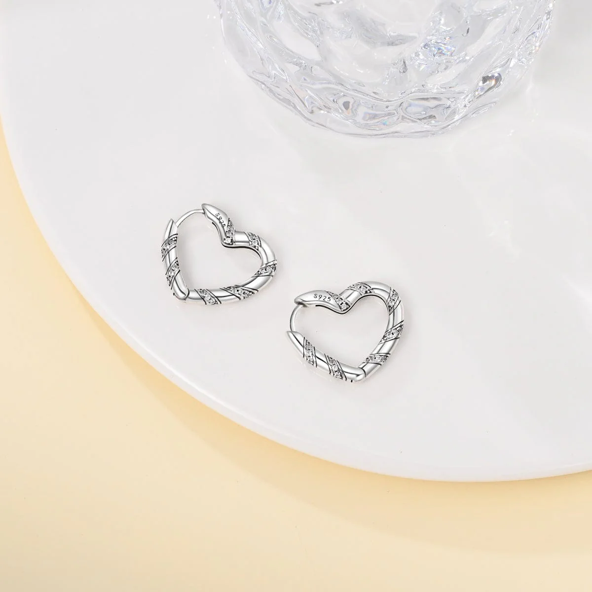 Glittering Striped Hoop Earrings