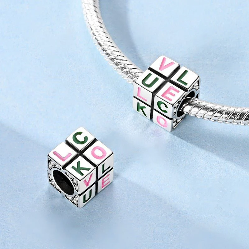 Love Luck Letter Cube Charm