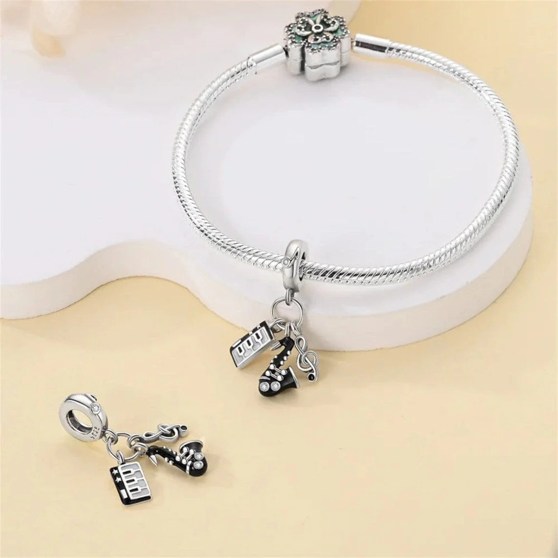 Keyboard, Saxophone & Music Note Charm