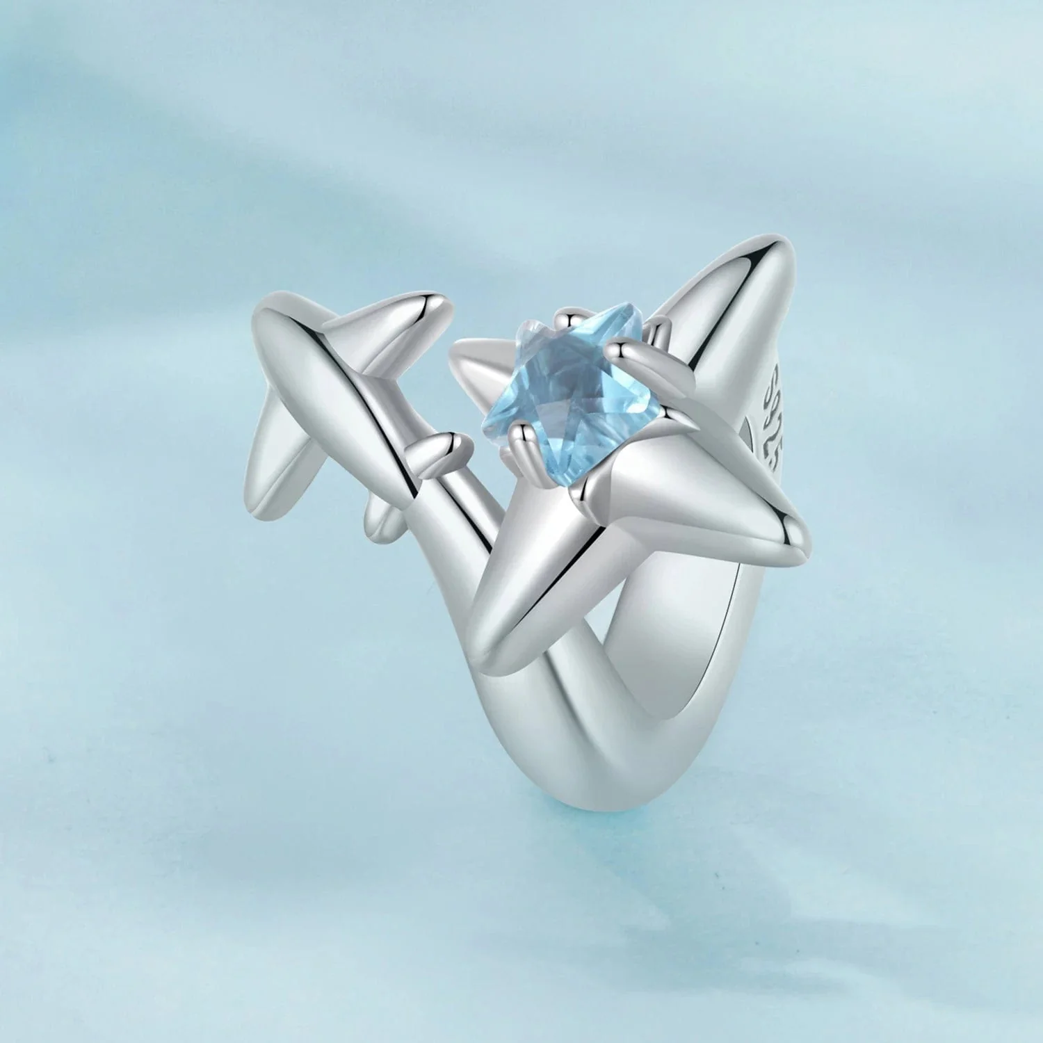 Airplane & Blue Star Crystal Charm