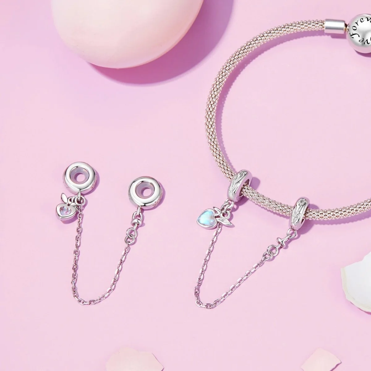 Bunny & Heart Dangle Safety Chain Charm