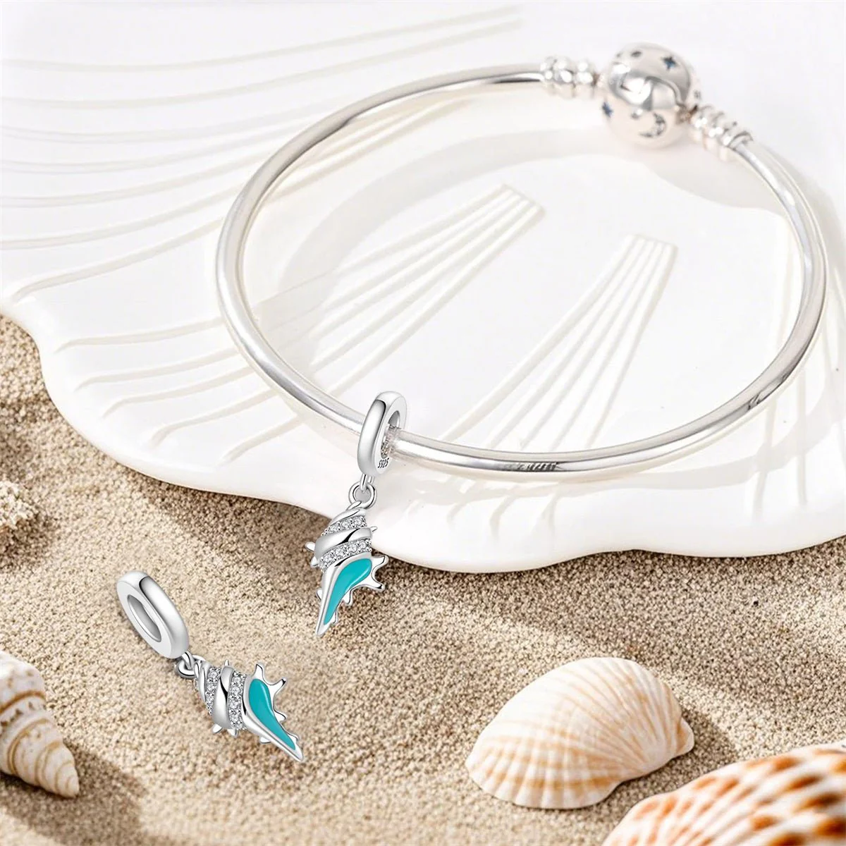 Turquoise Conch Shell Dangle Charm